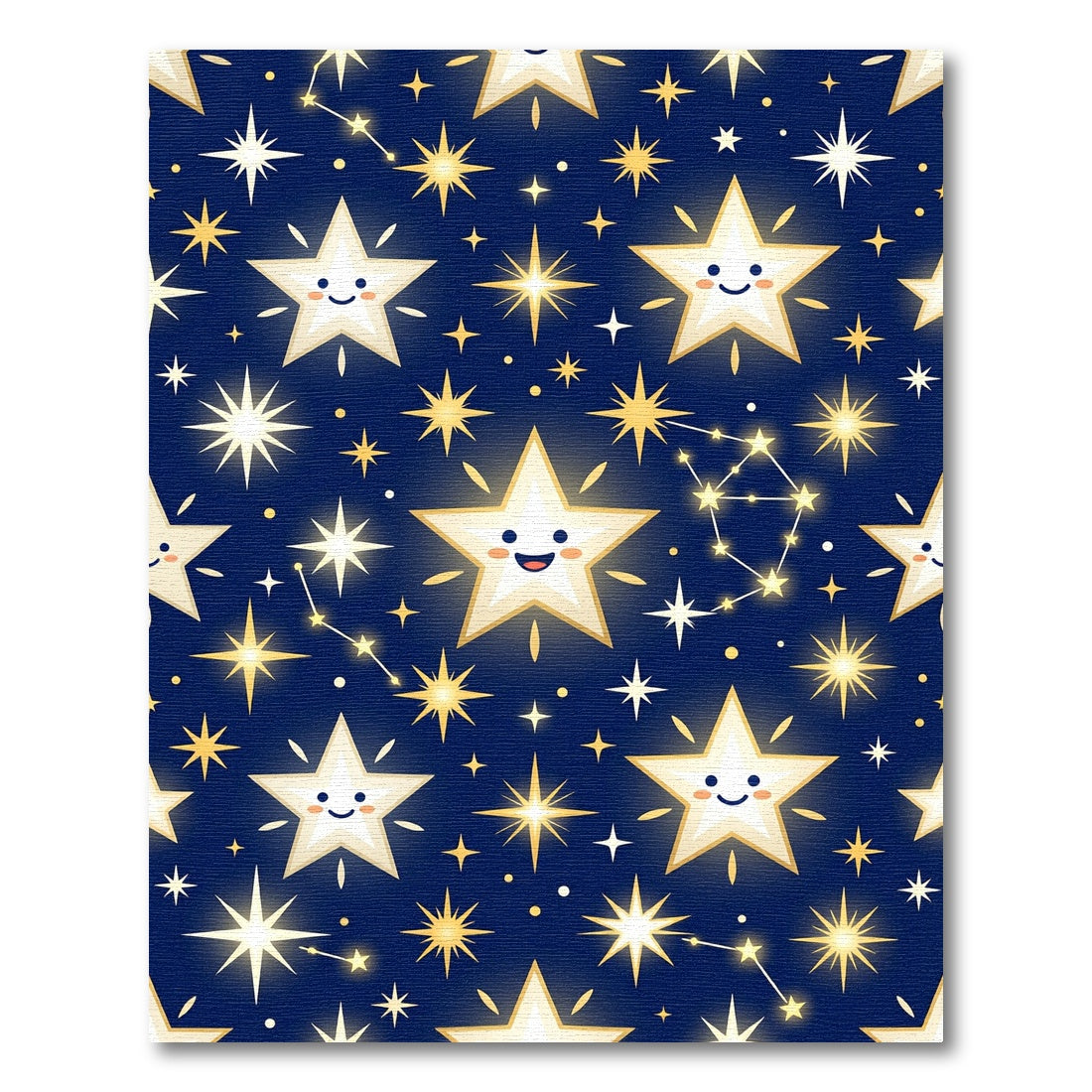 Whimsical Glowing Star Constellation Navy Rug