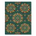Teal Sunburst Geometric Earthy Medallion Rug