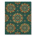 Teal Sunburst Geometric Earthy Medallion Rug