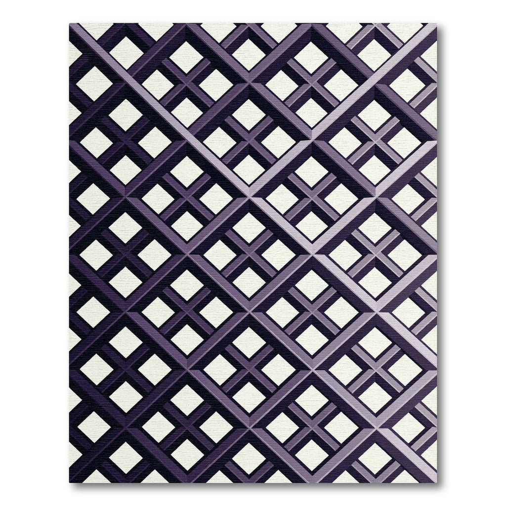 Geometric Dark Purple Lattice Grid Rug