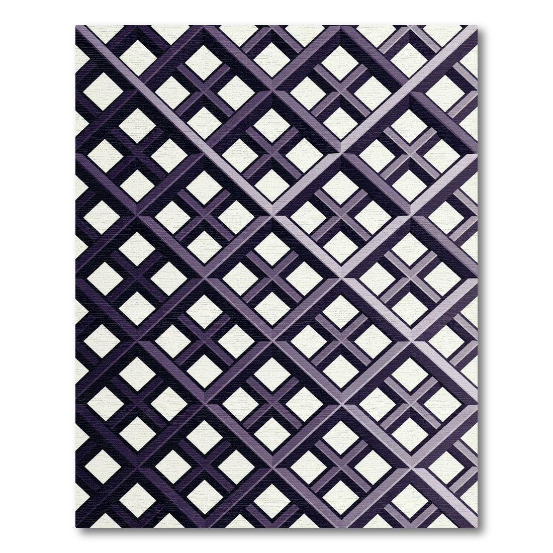 Geometric Dark Purple Lattice Grid Rug