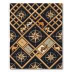 Golden Camel Compass Star Grid Rug