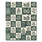 Sage and Ivory Botanical Grid Check Rug