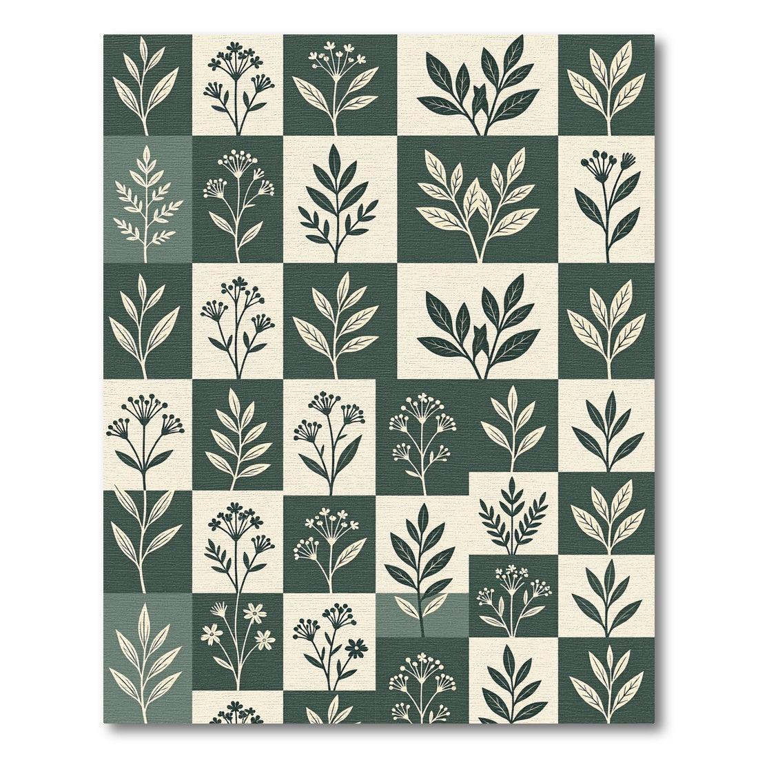 Sage and Ivory Botanical Grid Check Rug