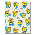 Cheeky Yellow Cats Blue Splash Composition Rug