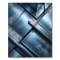 Industrial Blue Steel Geometric Composition Rug