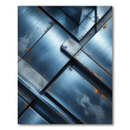 Industrial Blue Steel Geometric Composition Rug