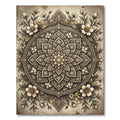 Elegant Gold Floral Mandala Art Rug