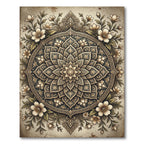 Elegant Gold Floral Mandala Art Rug