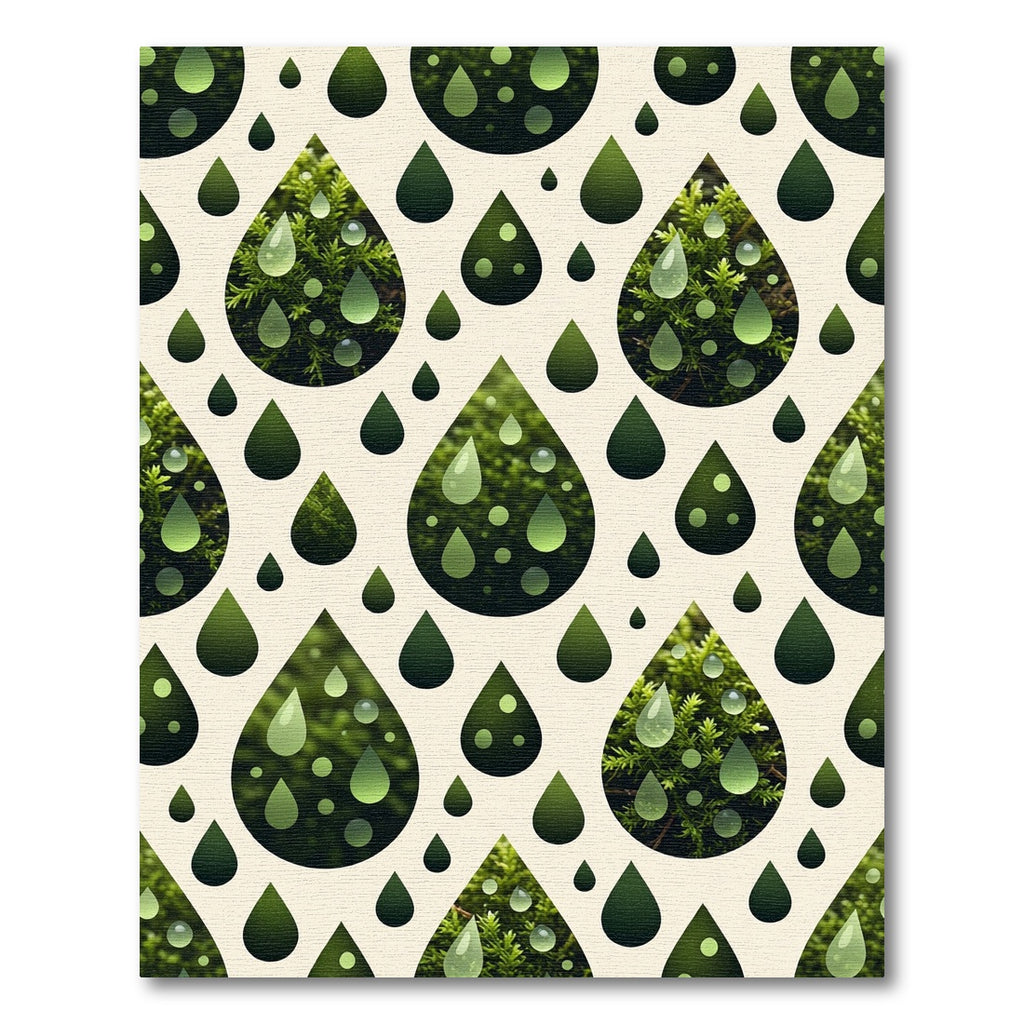 Forest Green Droplets Nature Abstraction Rug