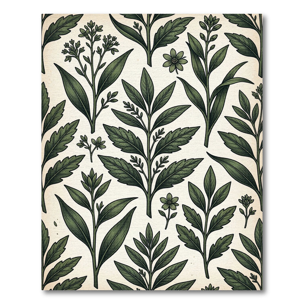 Verdant Botanical Branch Leaf Repeats Rug