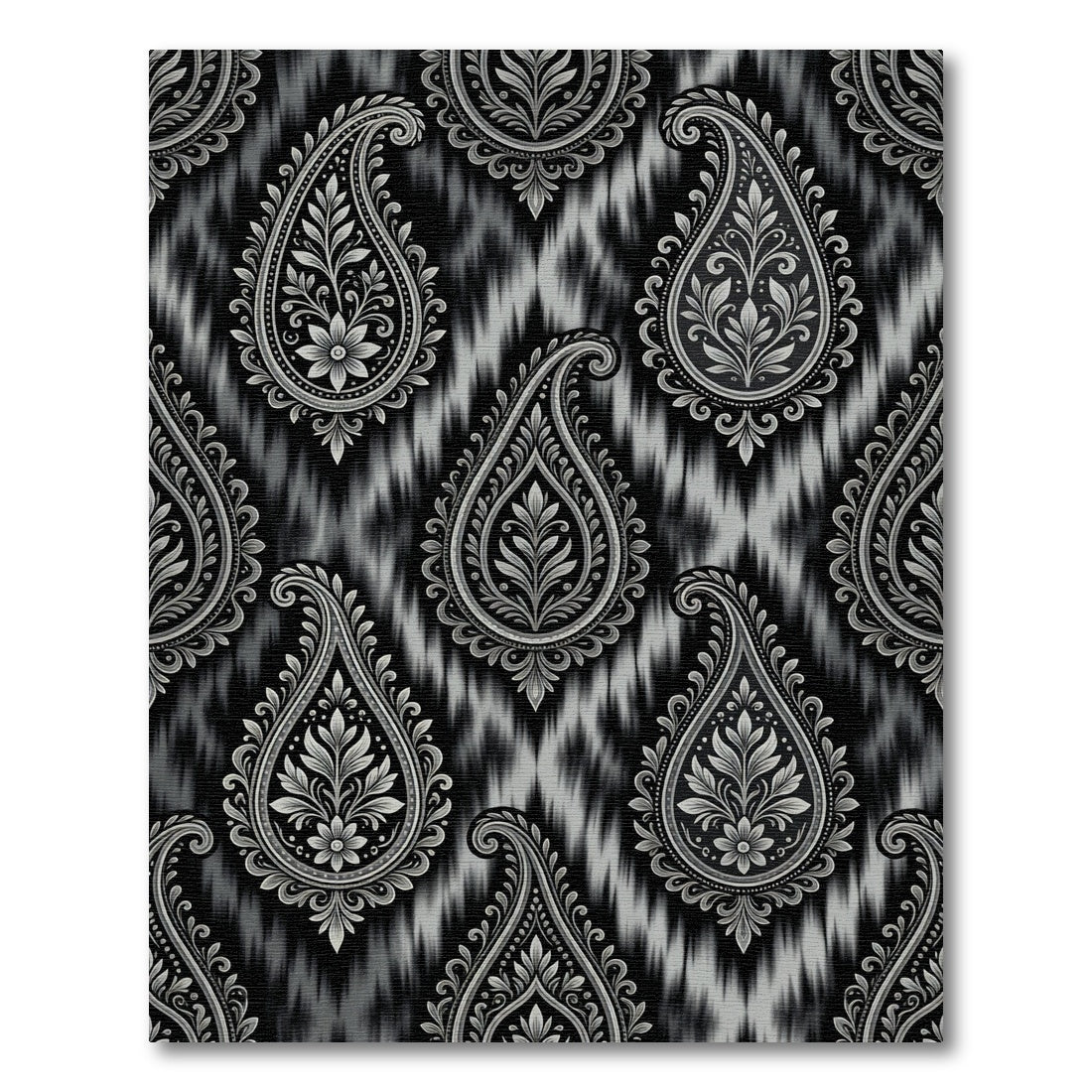 Monochromatic Paisley Ikat Texture Rug