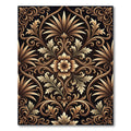 Ornate Gold Acanthus Leaf Scrollwork Rug