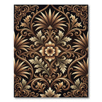 Ornate Gold Acanthus Leaf Scrollwork Rug