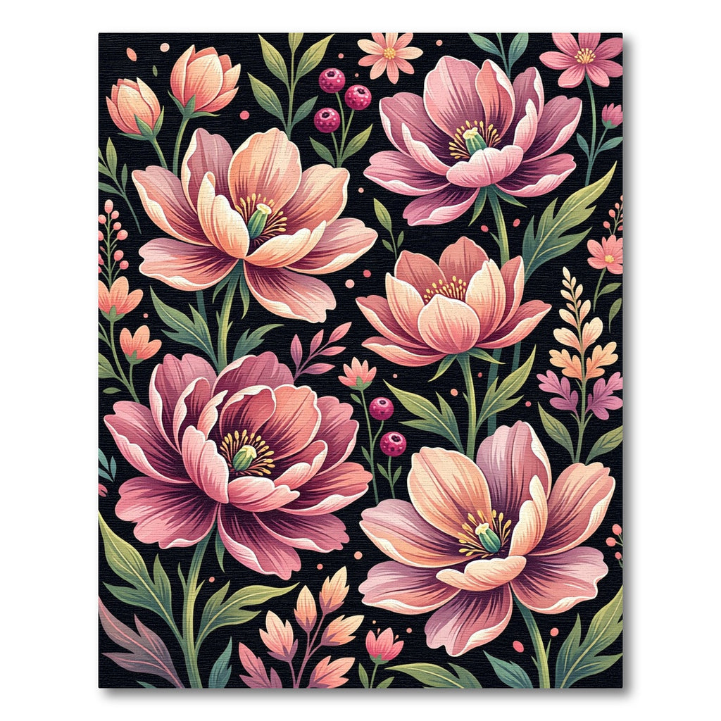 Blushing Pink Floral Petal Botanical Rug