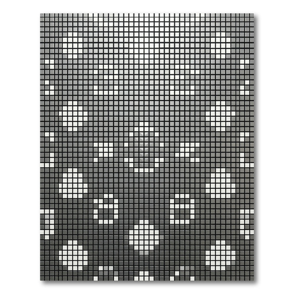 Gray White Pixelated Floral Rug