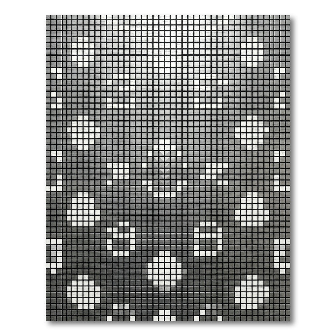 Gray White Pixelated Floral Rug