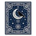 Midnight Raven Crescent Moon Stars Rug