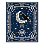 Midnight Raven Crescent Moon Stars Rug
