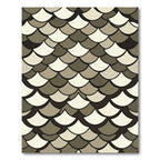 Neutral Scalloped Fish Scale Overlay Rug