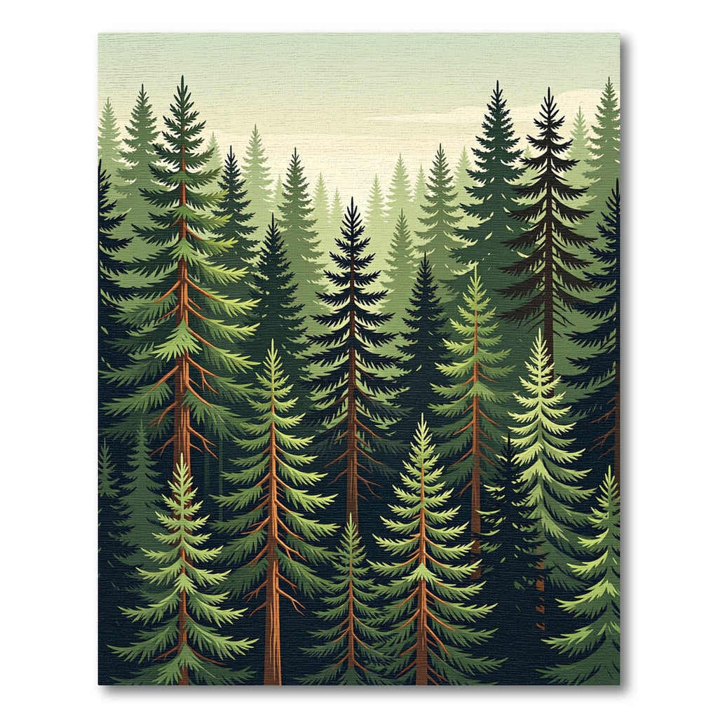 Serene Evergreen Pine Forest Landscape Rug