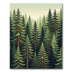 Serene Evergreen Pine Forest Landscape Rug