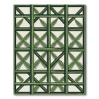 Lush Sage Fern Lattice Grid Rug