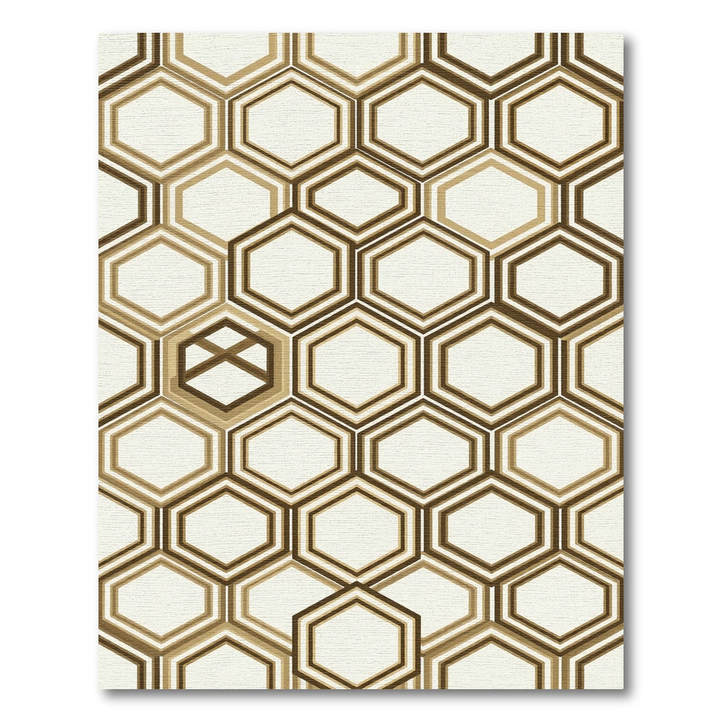 Geometric Honeycomb Cream and Bronze Rug