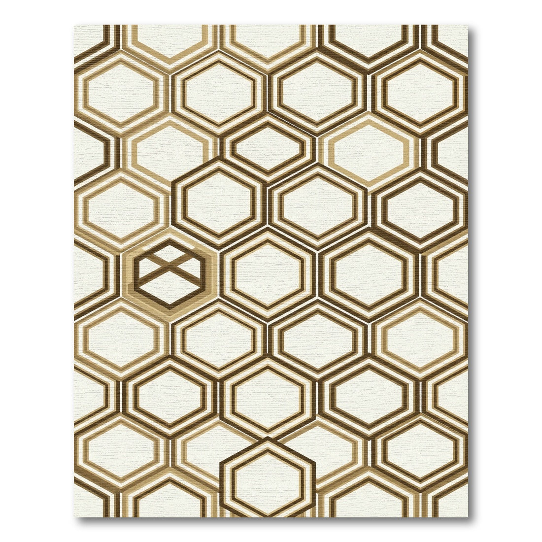 Geometric Honeycomb Cream and Bronze Rug