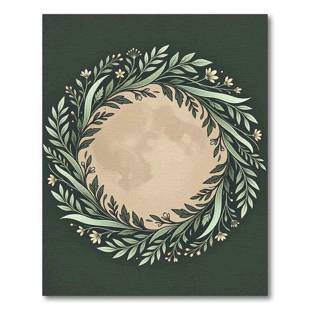 Green Floral Wreath Botanical Frame Rug