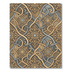 Intricate Gold Gray Arabesque Scroll Rug