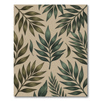 Earthy Leafy Branches Tan Background Rug