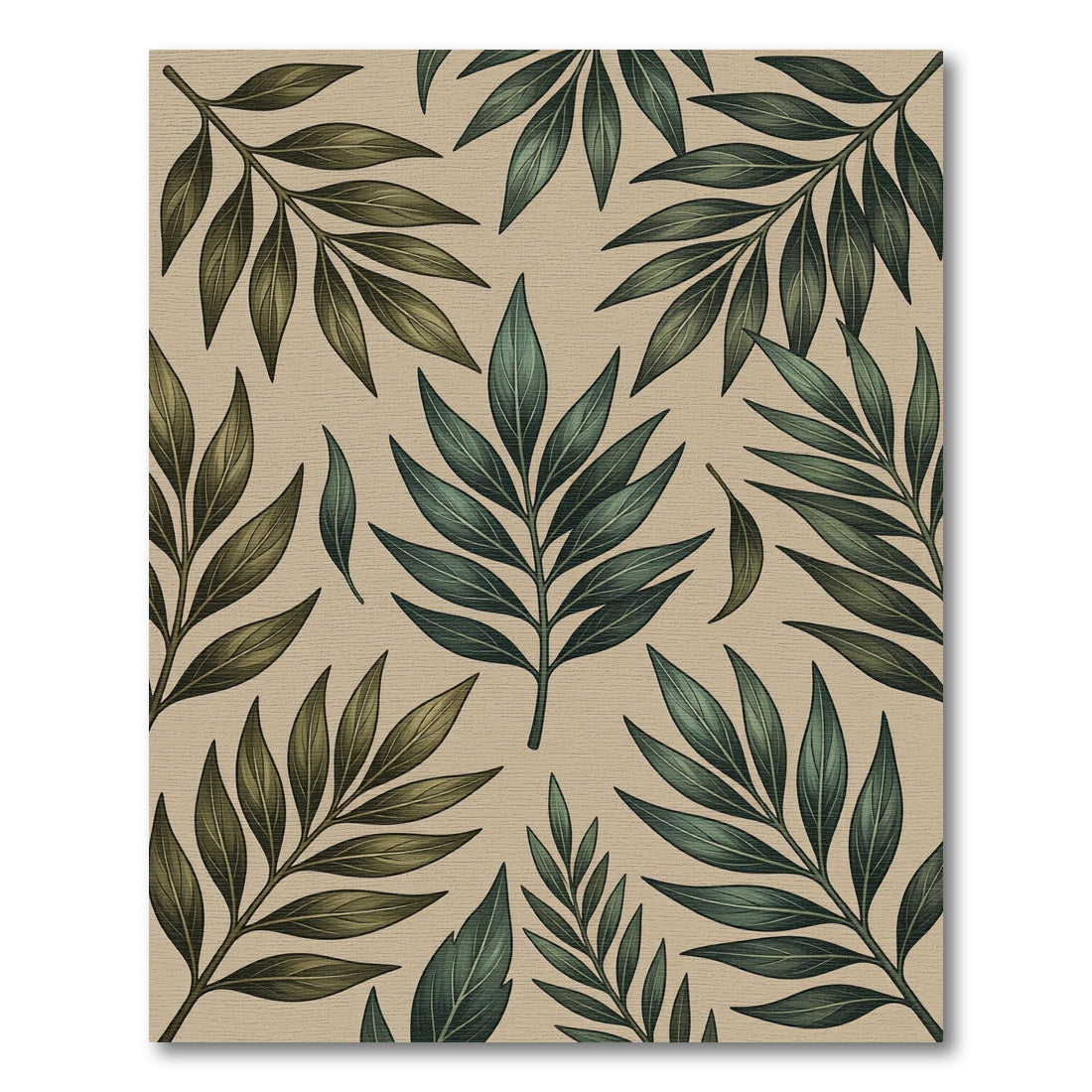 Earthy Leafy Branches Tan Background Rug