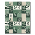 Green Contemporary Eucalyptus Leaf Arrangement Rug