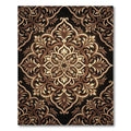 Ornate Golden Filigree Floral Medallion Rug