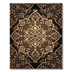 Ornate Golden Filigree Floral Medallion Rug