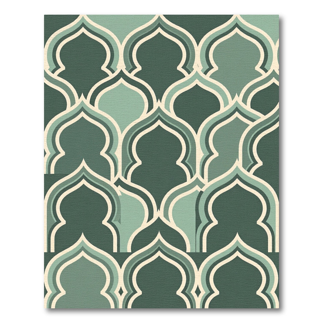 Sage Green Arched Geometric Tile Rug