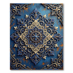 Elaborate Cobalt Golden Acanthus Mandala Rug