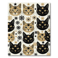 Whimsical Celestial Cats with Gold Snowflakes Rug