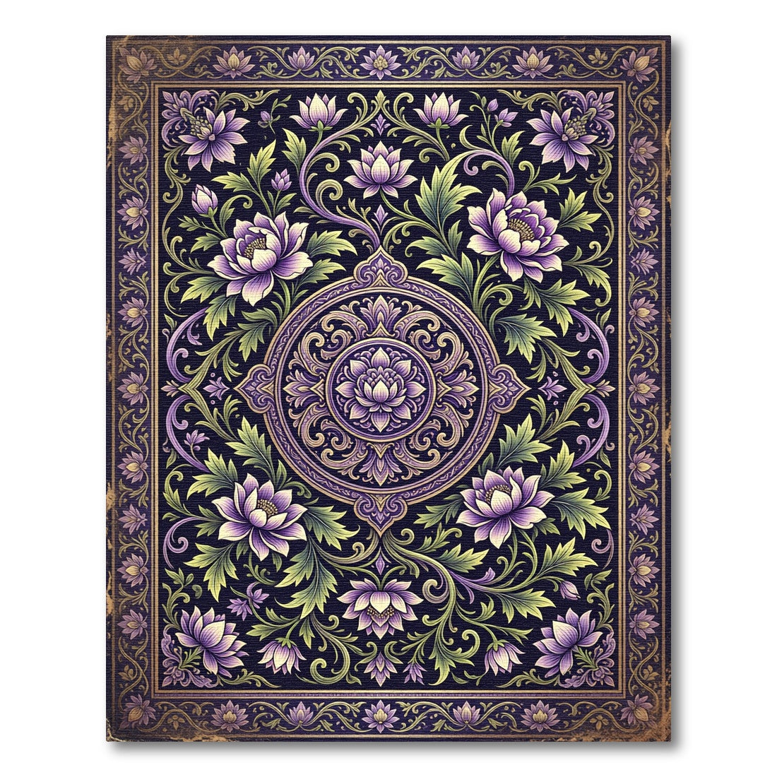 Violet Lotus Floral Intricate Mandalas Rug