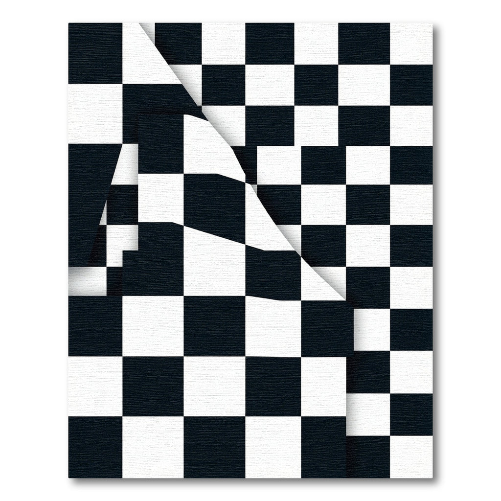 Monochrome Checkerboard Fold Graphic Rug