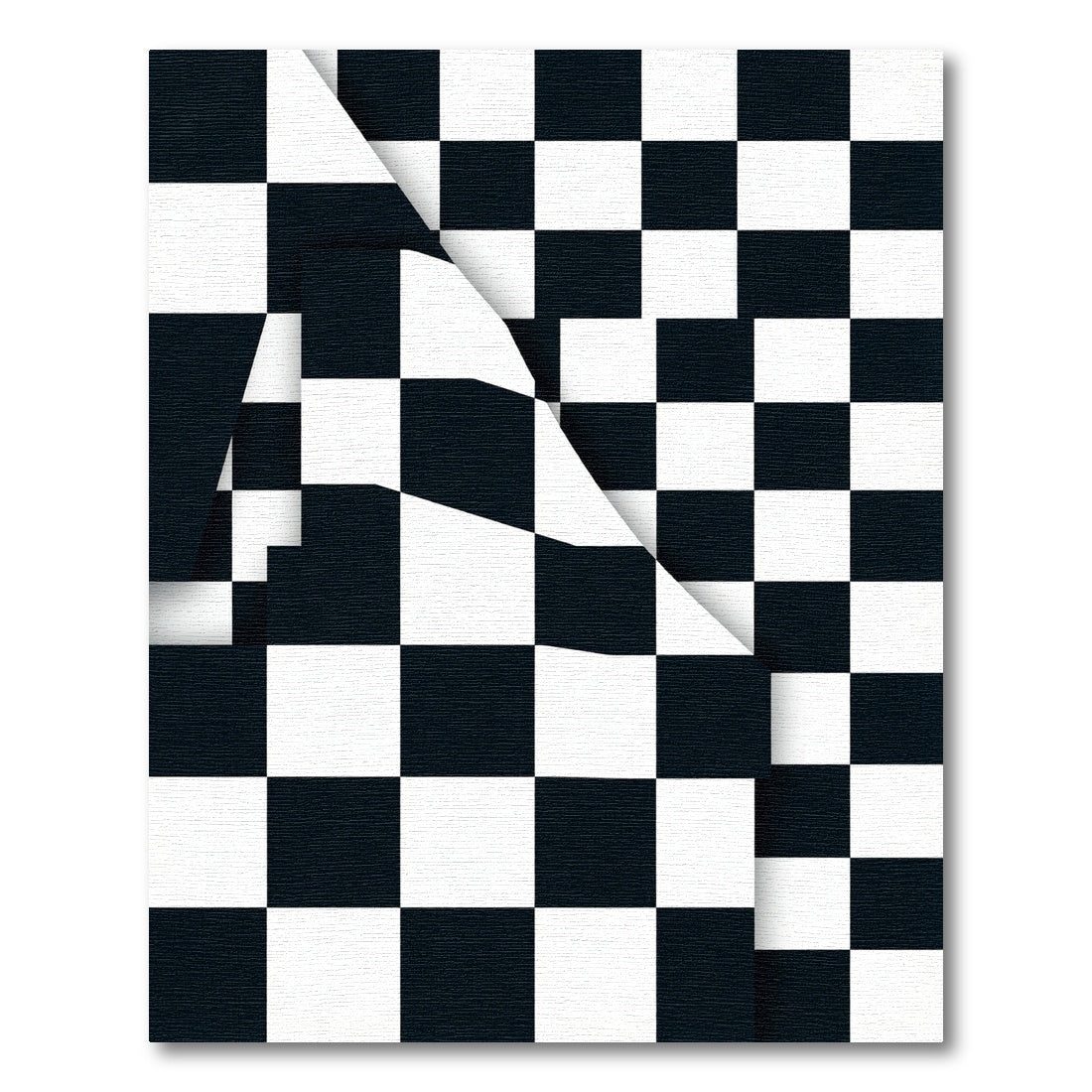 Monochrome Checkerboard Fold Graphic Rug