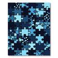 Abstract Blue Interlocking Jigsaw Tile Rug
