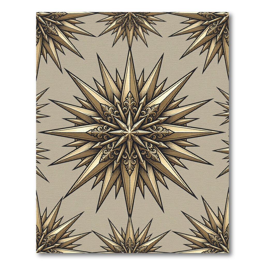Golden Ornate Starburst Pattern Rug