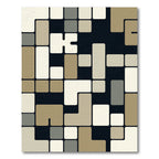Geometric Cream Taupe Gray Blocks Rug