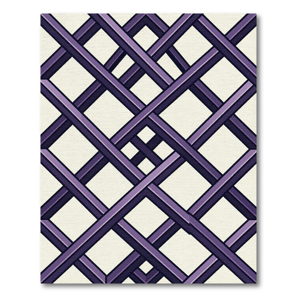 Modern Purple Interlocking Geometric Lattice Rug