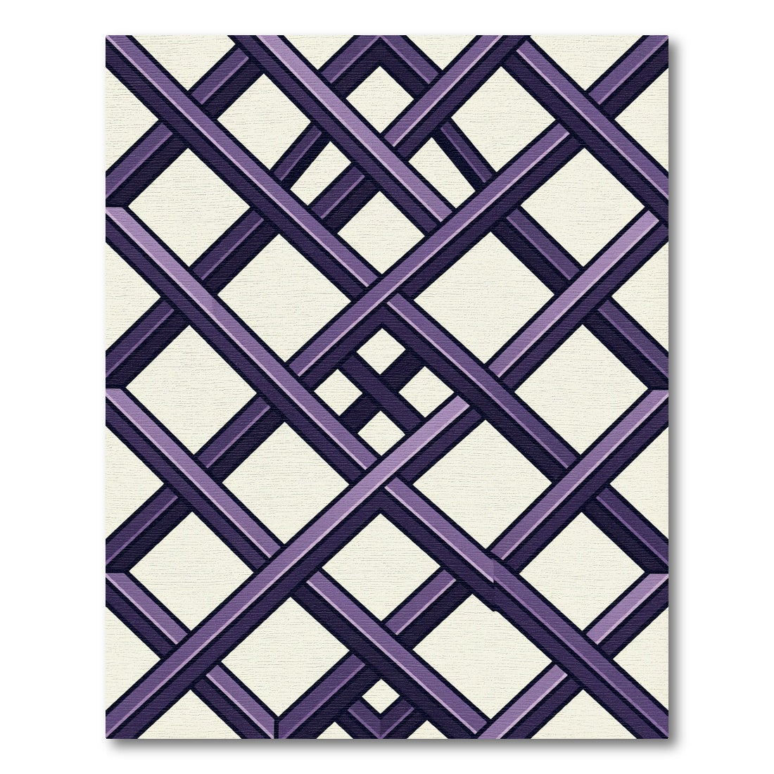Modern Purple Interlocking Geometric Lattice Rug