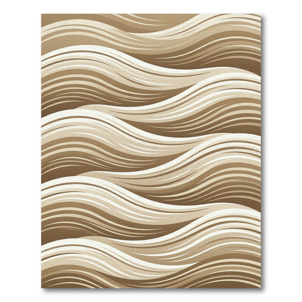 Elegant Cream and Beige Flowing Waves Rug