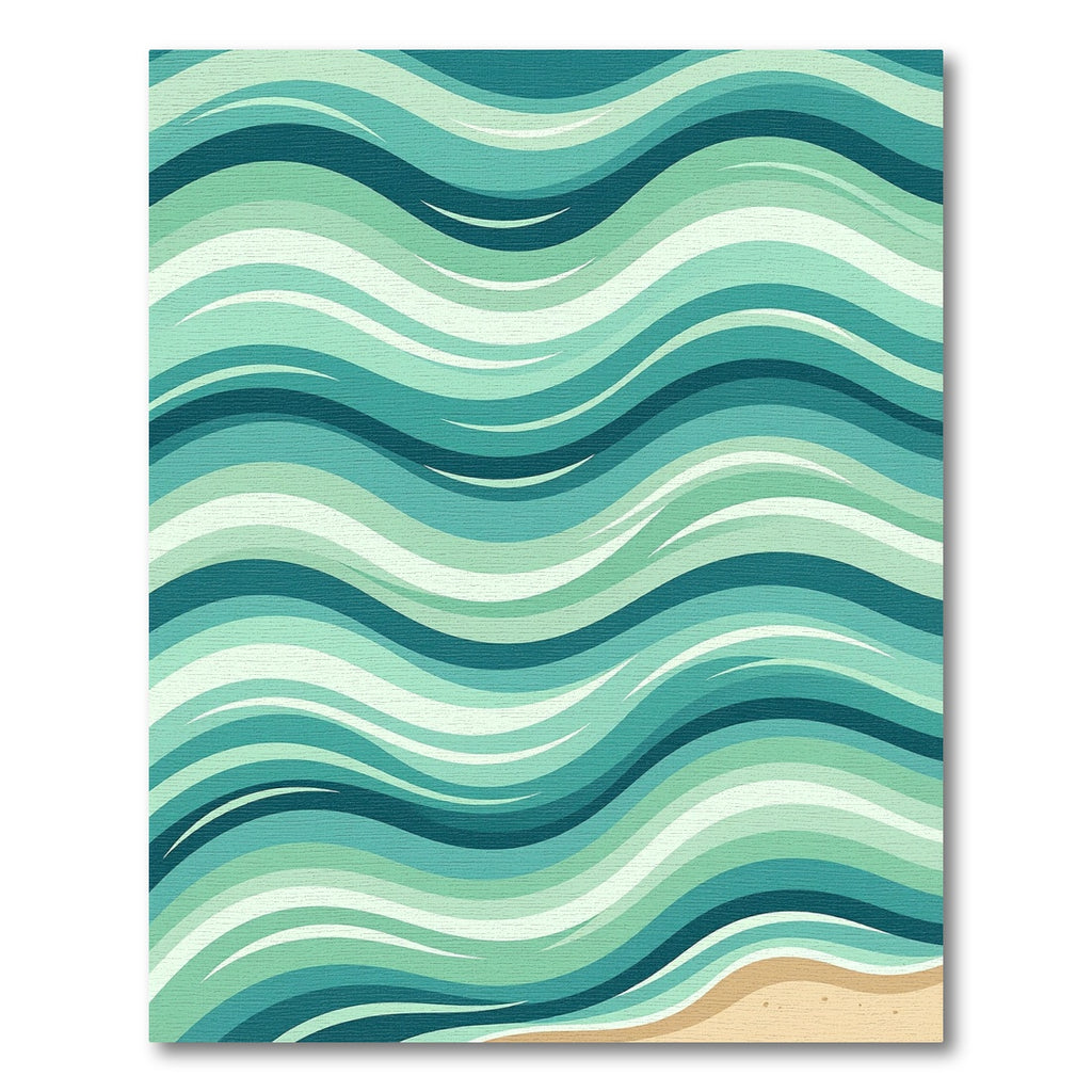 Teal Ocean Wave Abstract Rug