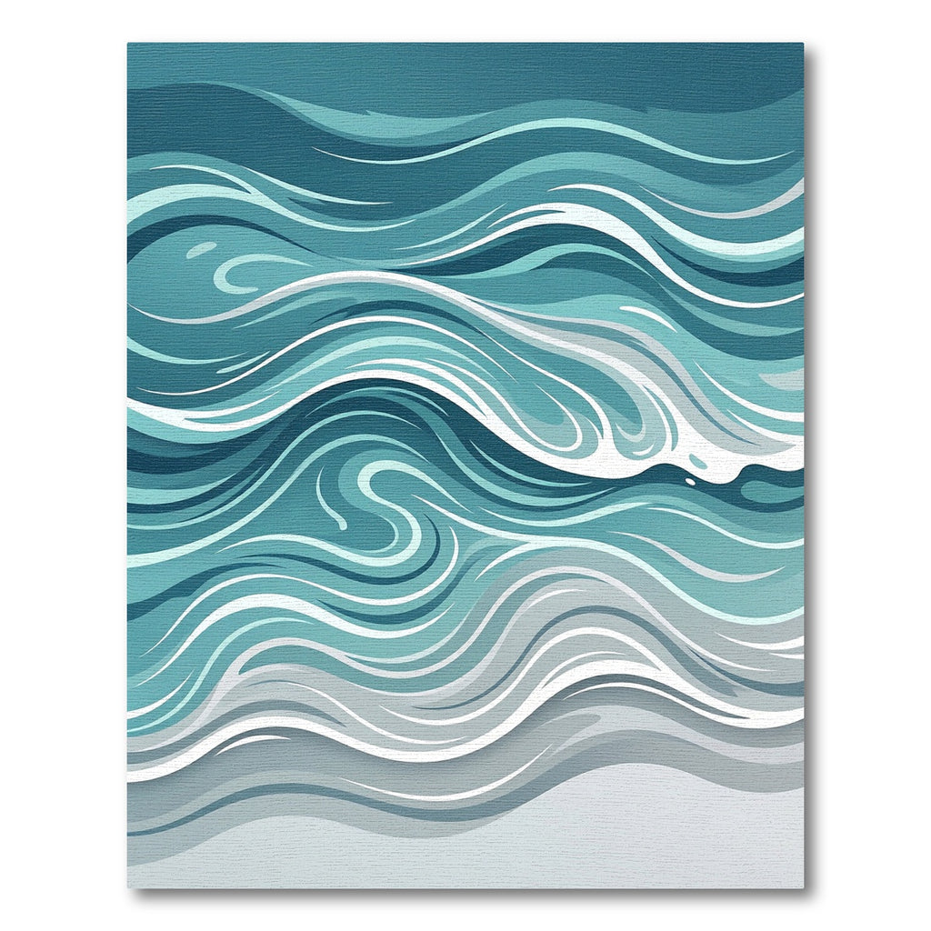 Abstract Teal Blue Ocean Wave Area Rug